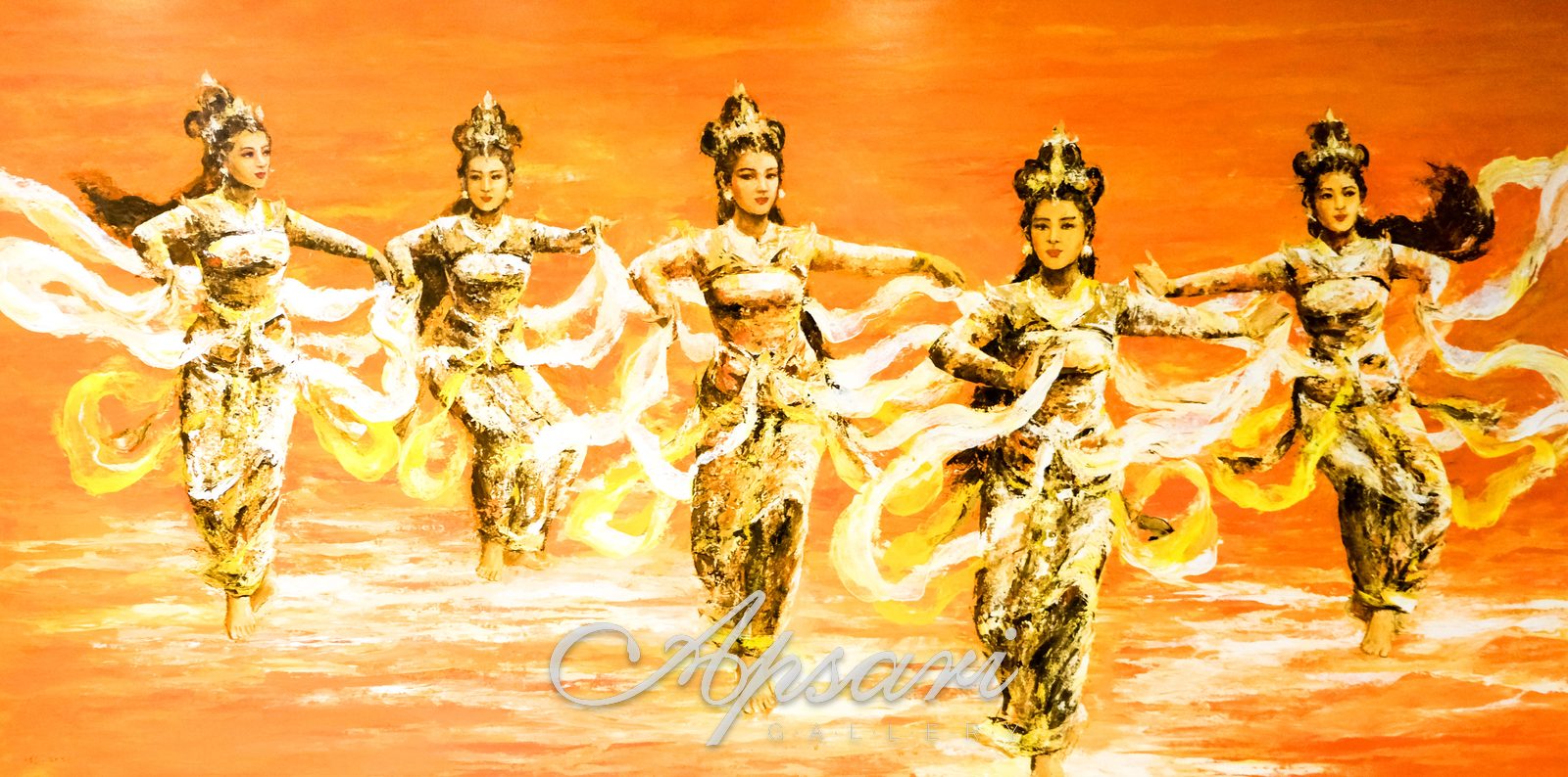 5 Penari by Ida Bagus Indra, 2021, Acrylic on canvas, Indonesian painting at Apsari Gallery
