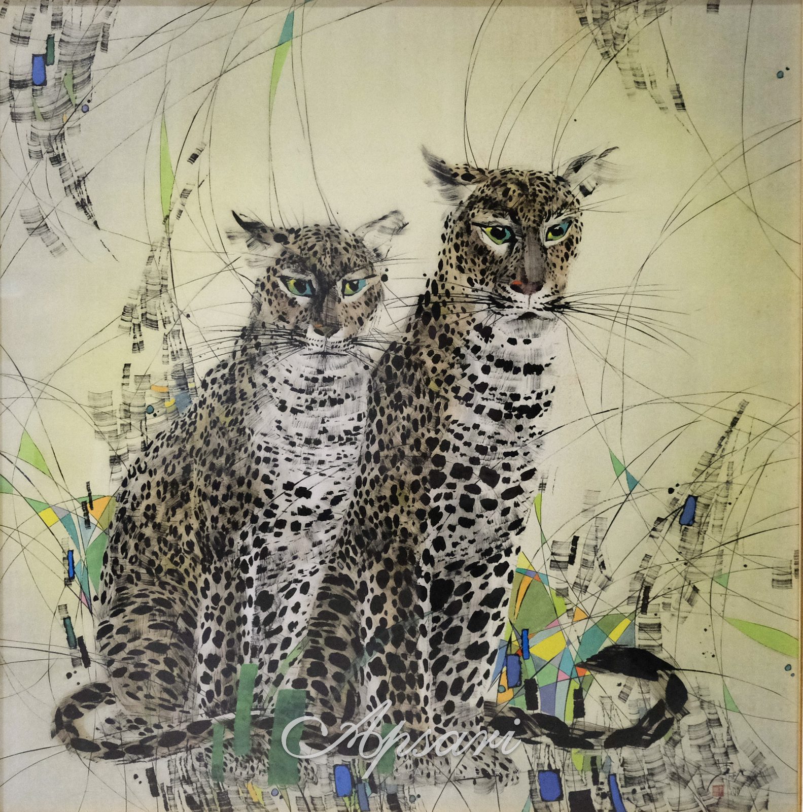 A Couple by Li Fu Yuan, 2000, China ink on rice paper, Indonesian painting at Apsari Gallery