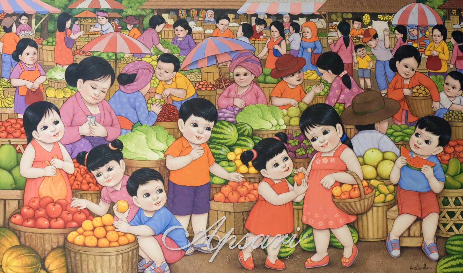 Apel Pilihan Adik by Ahmad Su'udhi, 2013, Acrylic on canvas, Indonesian painting at Apsari Gallery
