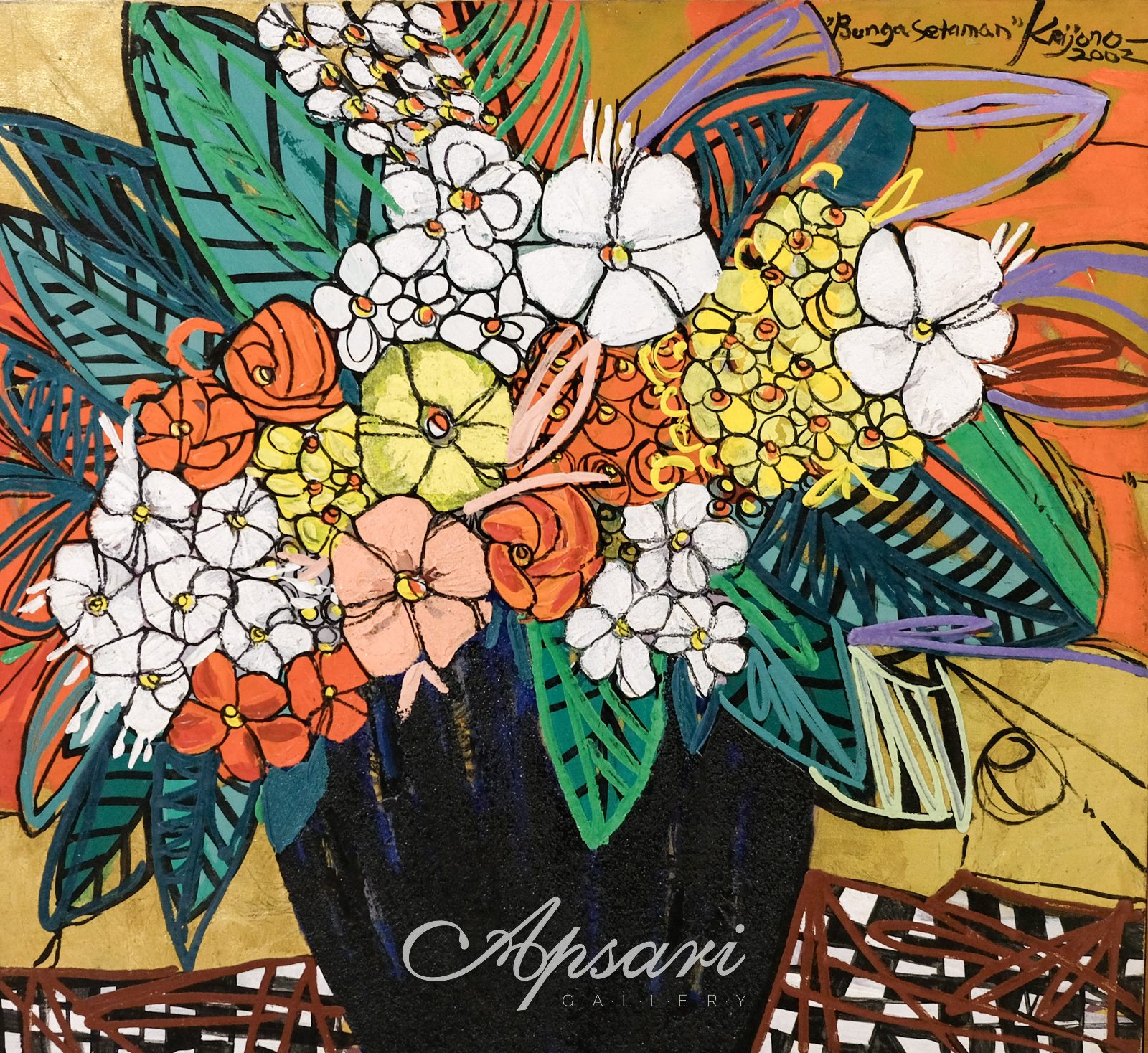 Bunga Setaman by Krijono, 2002, Oil on canvas, Indonesian painting at Apsari Gallery
