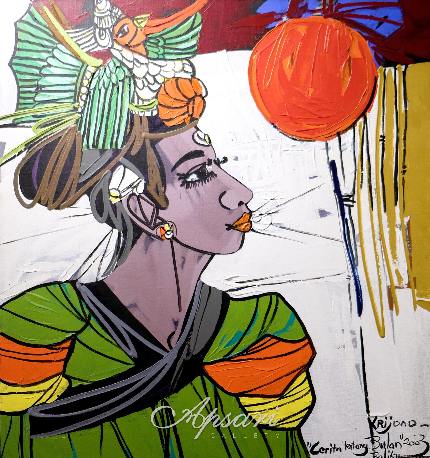 Cerita Tentang Bulan by Krijono, 2003, Oil on canvas, Indonesian painting at Apsari Gallery
