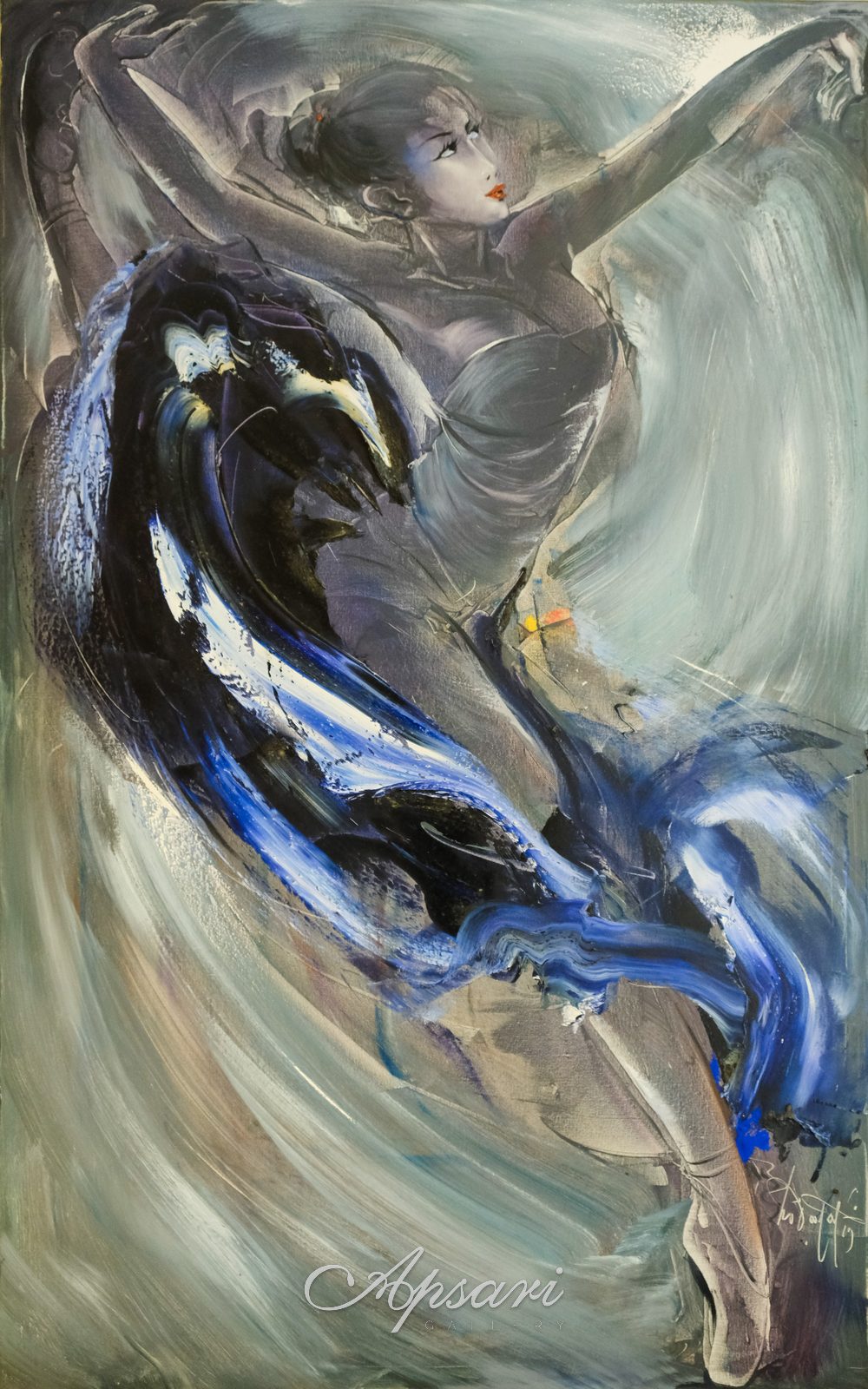 Dinamis Gaya Balet by Sp Hidayat, Oil on canvas, Indonesian painting at Apsari Gallery