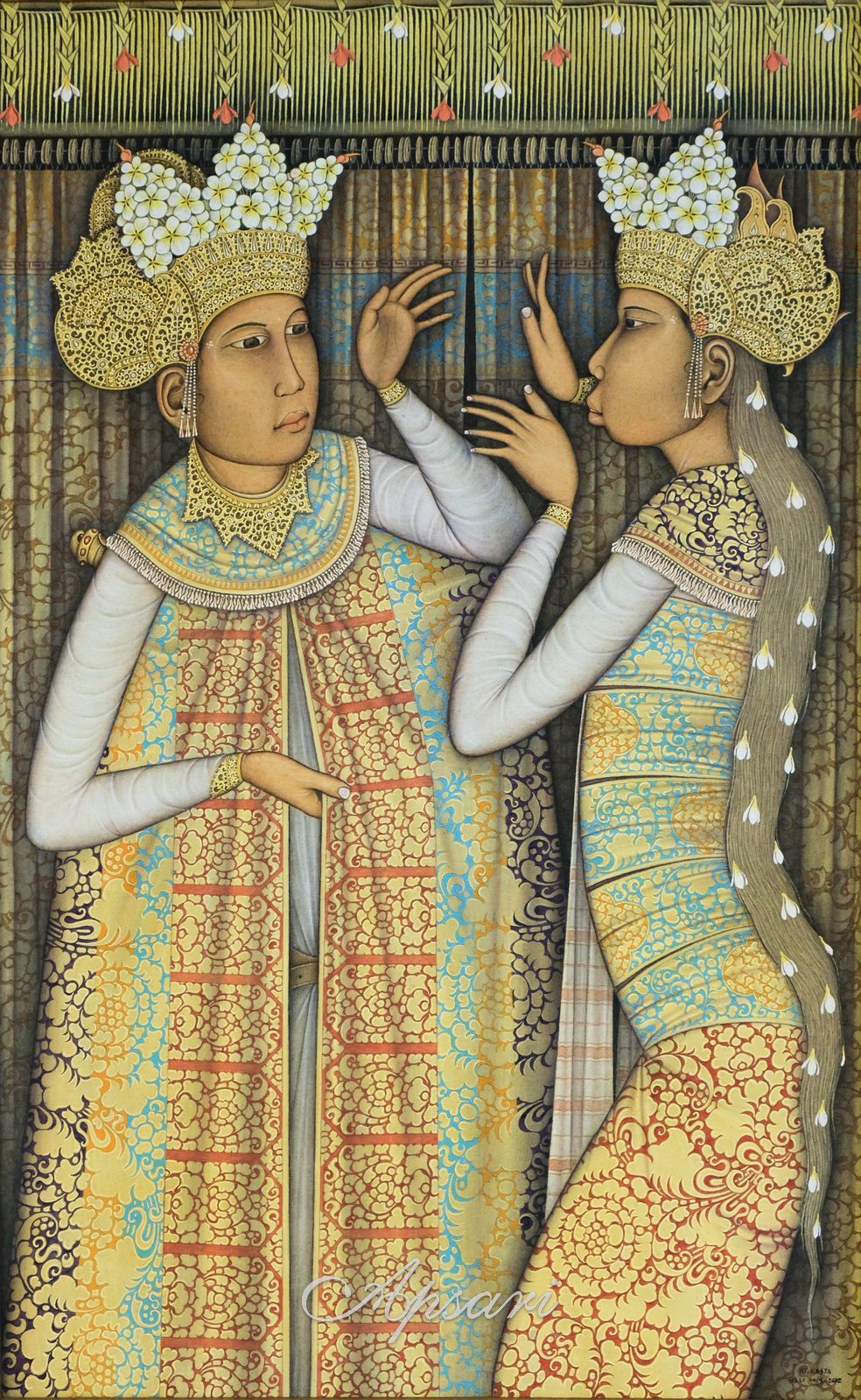 Dua Penari by Ketut Kasta, 2012, Oil on canvas, Indonesian painting at Apsari Gallery