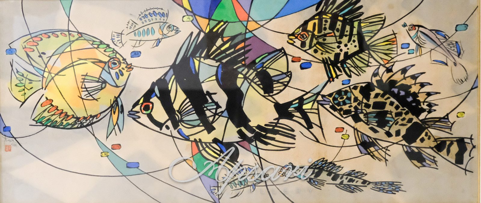Eleven King Fisher by Li Fu Yuan, 2000, China ink on rice paper, Indonesian painting at Apsari Gallery