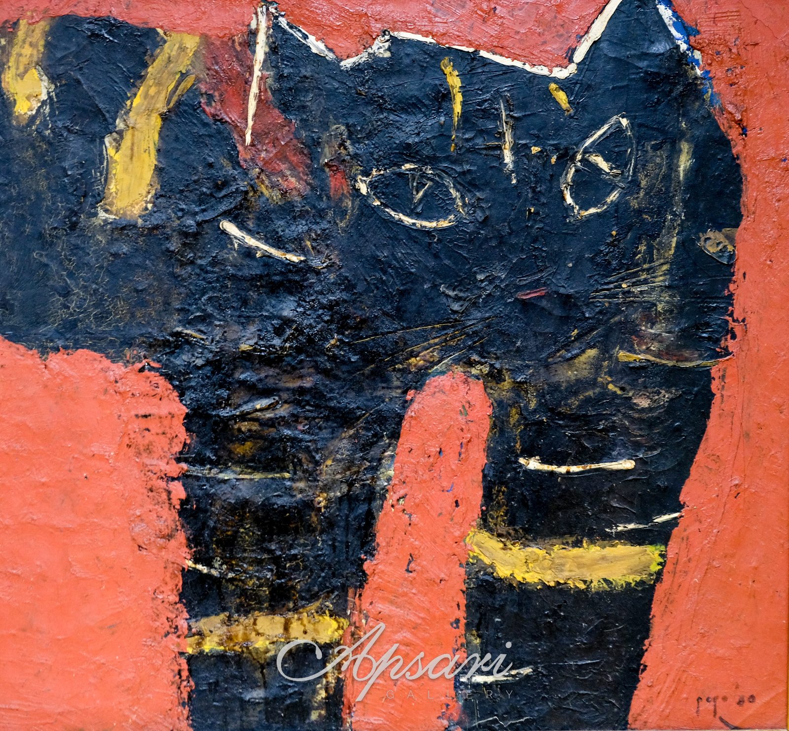 Kucing Hitam by Popo Iskandar, 1980, Oil on canvas, Indonesian painting at Apsari Gallery