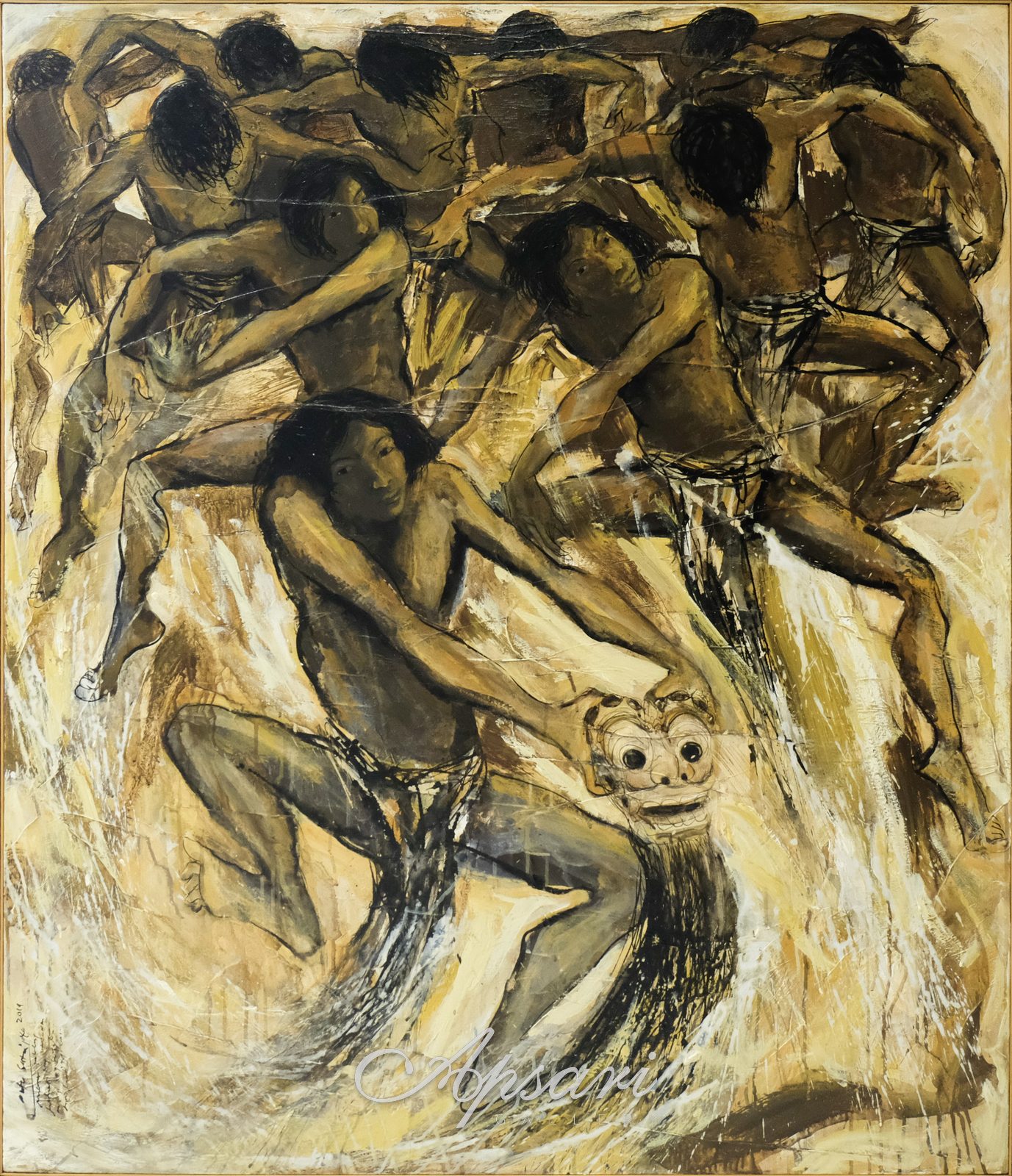 Memori Terhalang Waktu by Putu Sutawijaya, 2014, Mixed media on canvas, Indonesian painting at Apsari Gallery
