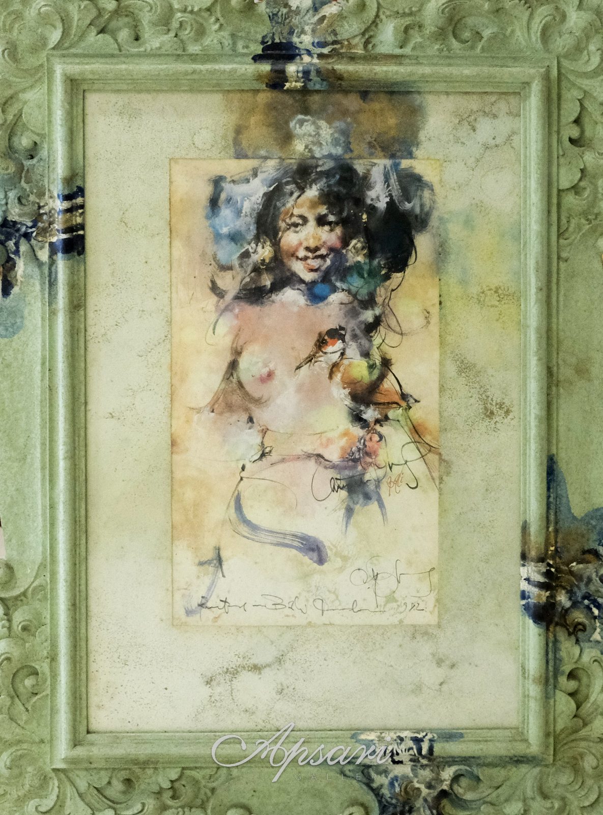 Nude by Antonio Blanco, Watercolour on paper, Indonesian painting at Apsari Gallery