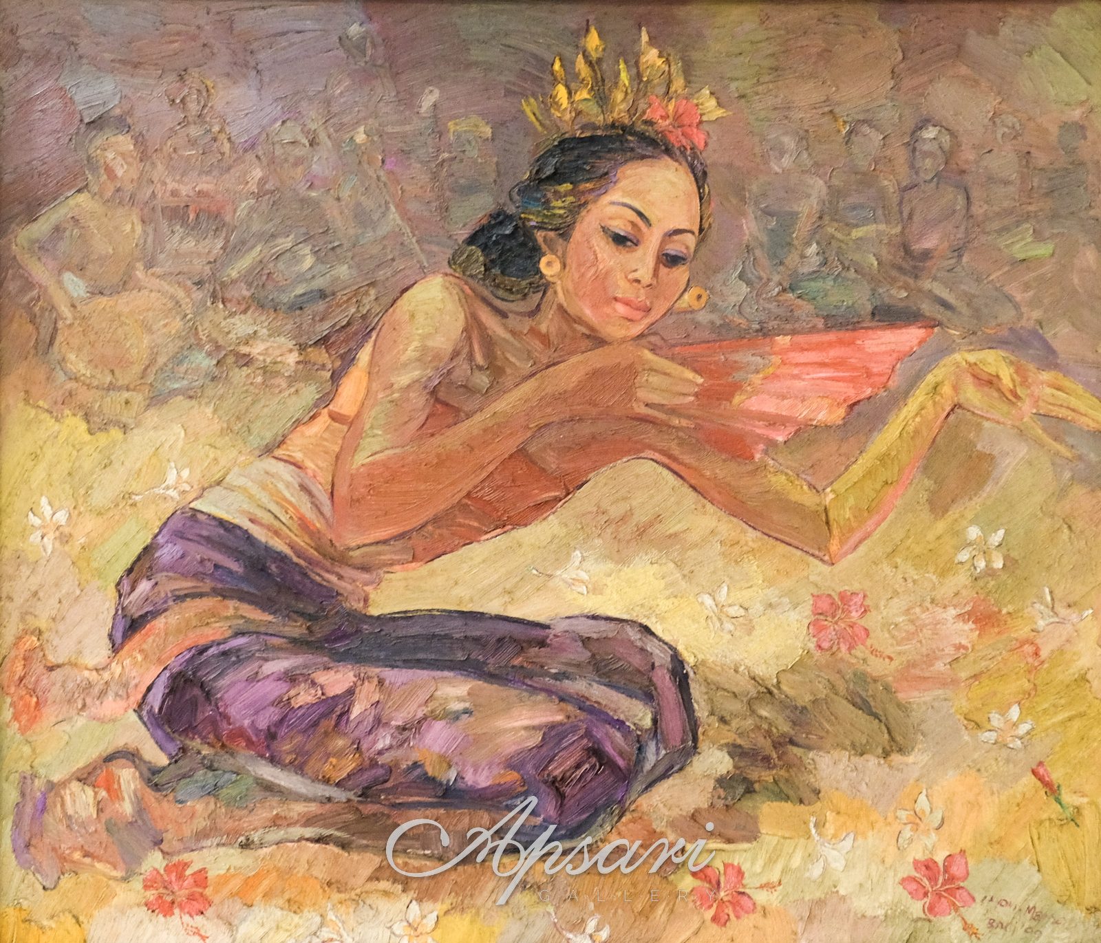 Penari Kipas by Nyoman Marsa, 1999, Oil on canvas, Indonesian painting at Apsari Gallery