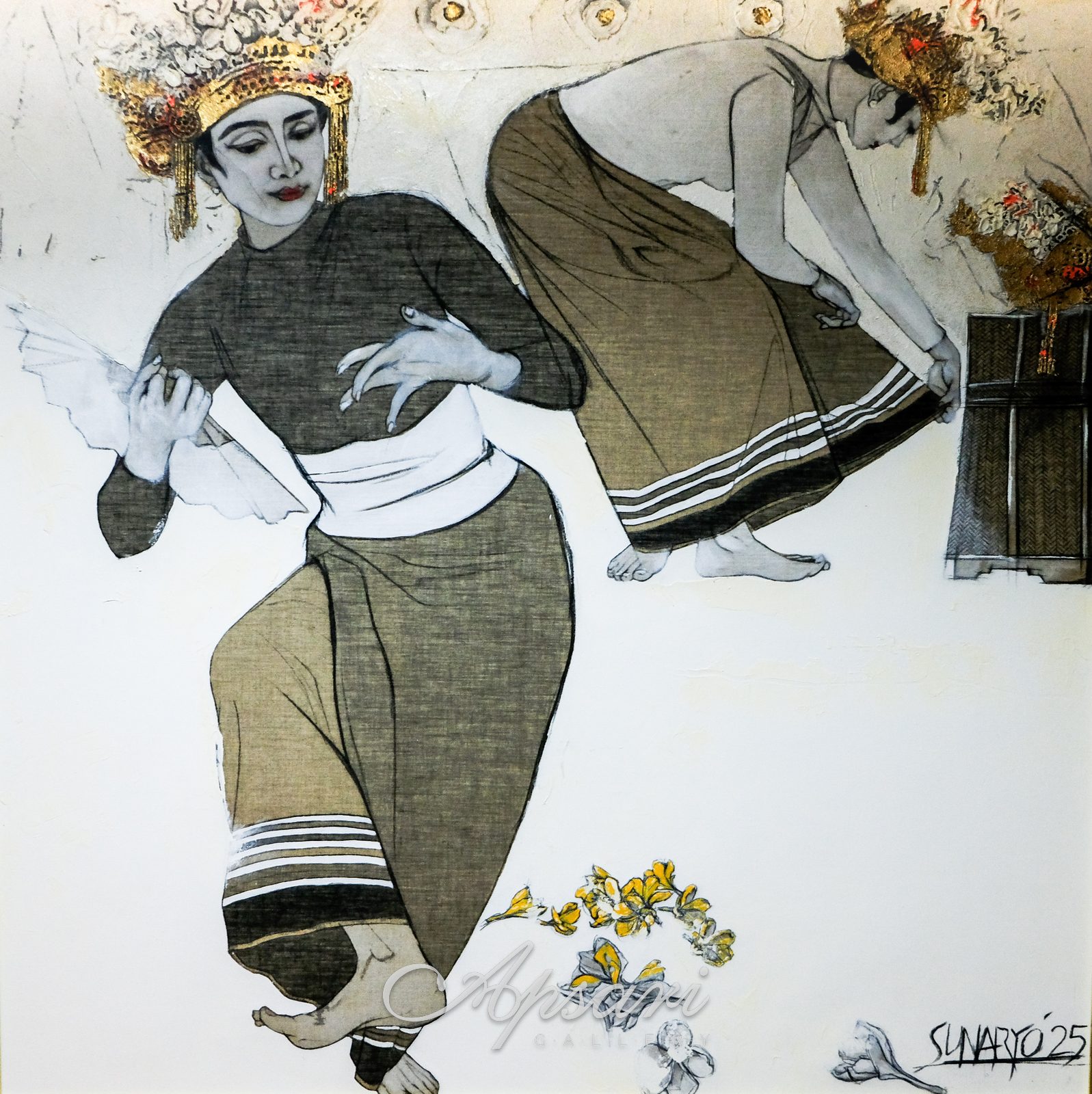 Penari by Sunaryo, Oil on canvas, Indonesian painting at Apsari Gallery