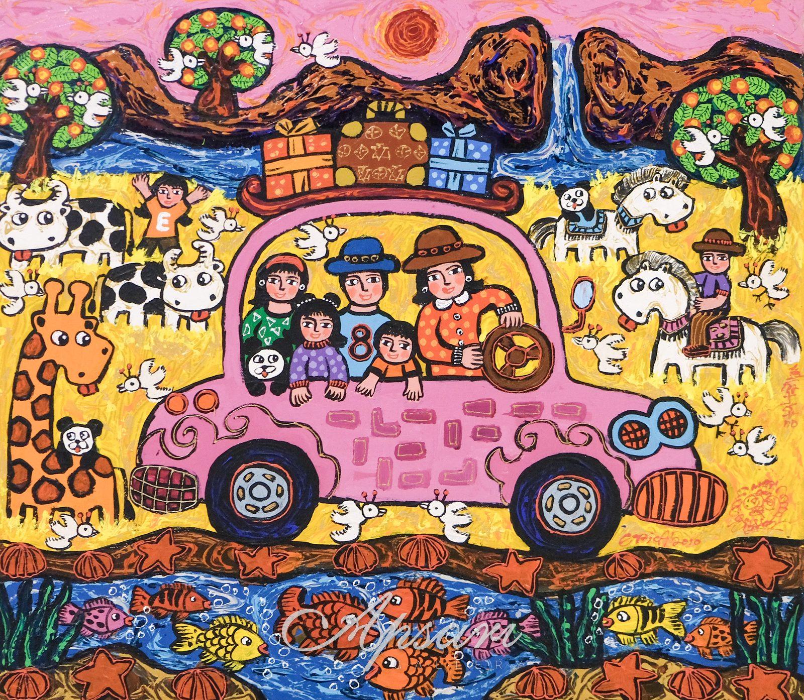 Sweet Traveling in Harvest Time by Erica, Indonesian painting at Apsari Gallery