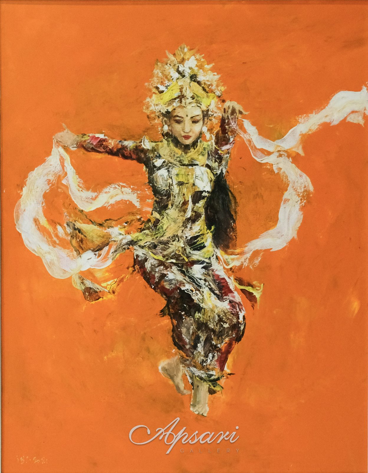 Tambulilingan by Ida Bagus Indra, Acrylic on canvas, Indonesian painting at Apsari Gallery