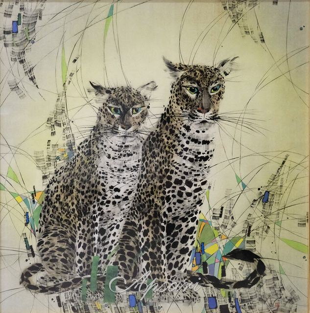 A Couple by Li Fu Yuan, 2000, China ink on rice paper, Indonesian painting at Apsari Gallery