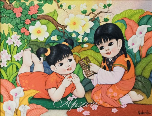 Belajar Berhitung by Ahmad Su'udhi, 2007, Acrylic on canvas, Indonesian painting at Apsari Gallery