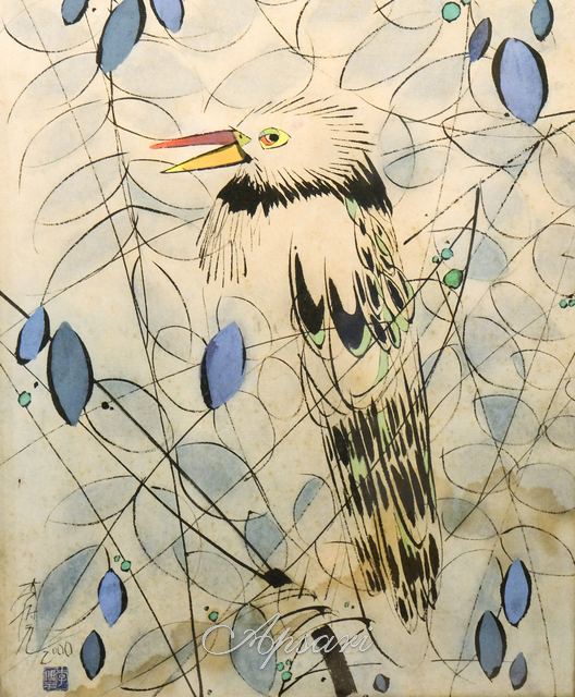 Bird Perching On Branch by Li Fu Yuan, 2000, China ink on rice paper, Indonesian painting at Apsari Gallery