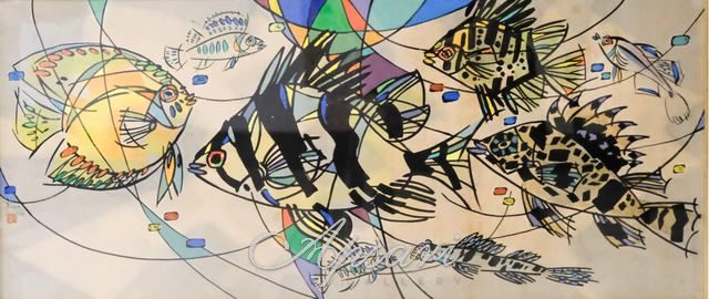 Eleven King Fisher by Li Fu Yuan, 2000, China ink on rice paper, Indonesian painting at Apsari Gallery