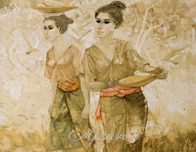 Gadis Bali by I Wayan Pengsong, 1999, Oil on canvas, Indonesian painting at Apsari Gallery