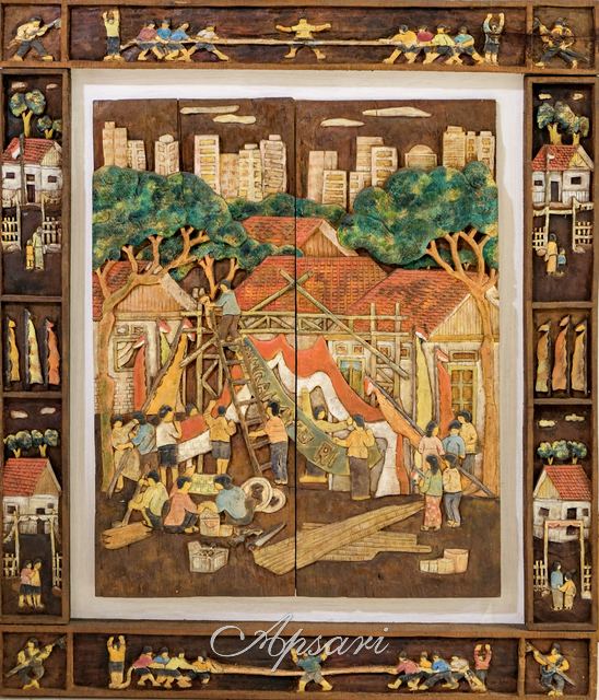 Hut Kemerdekaan Ri by Amrus Natalsya, 2008, Oil on wood, Indonesian painting at Apsari Gallery