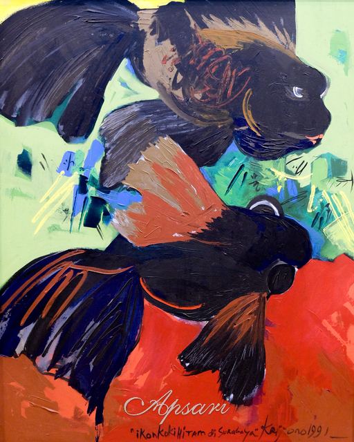 Ikan Koki Hitam di Surabaya by Krijono, 1991, Acrylic on canvas, Indonesian painting at Apsari Gallery