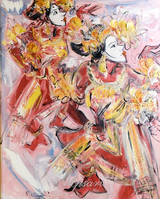 Penari Pink by Mahmudi, Oil on canvas, Indonesian painting at Apsari Gallery