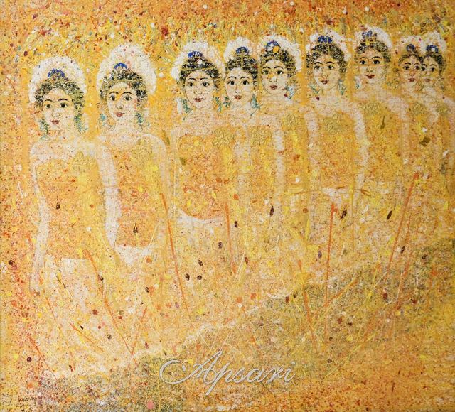 Sembilan Penari Bali by I Wayan Gabrik, 1997, Oil on canvas, Indonesian painting at Apsari Gallery