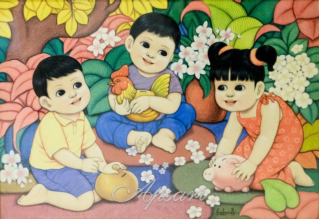 Semua Punya Tabungan by Ahmad Su'udhi, Acrylic on canvas, Indonesian painting at Apsari Gallery