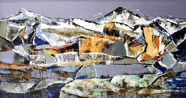Silent Mountain I by Putu Bonuz Sudiana, 2020, Acrylic on canvas, Indonesian painting at Apsari Gallery