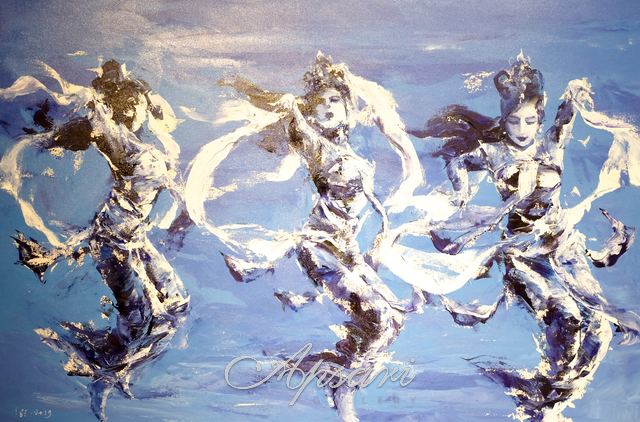 Three Master by Ida Bagus Indra, 2019, Acrylic on canvas, Indonesian painting at Apsari Gallery