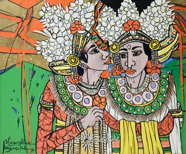 Two Dancer "legong Ubud" by Krijono, 2006, Oil on canvas, Indonesian painting at Apsari Gallery